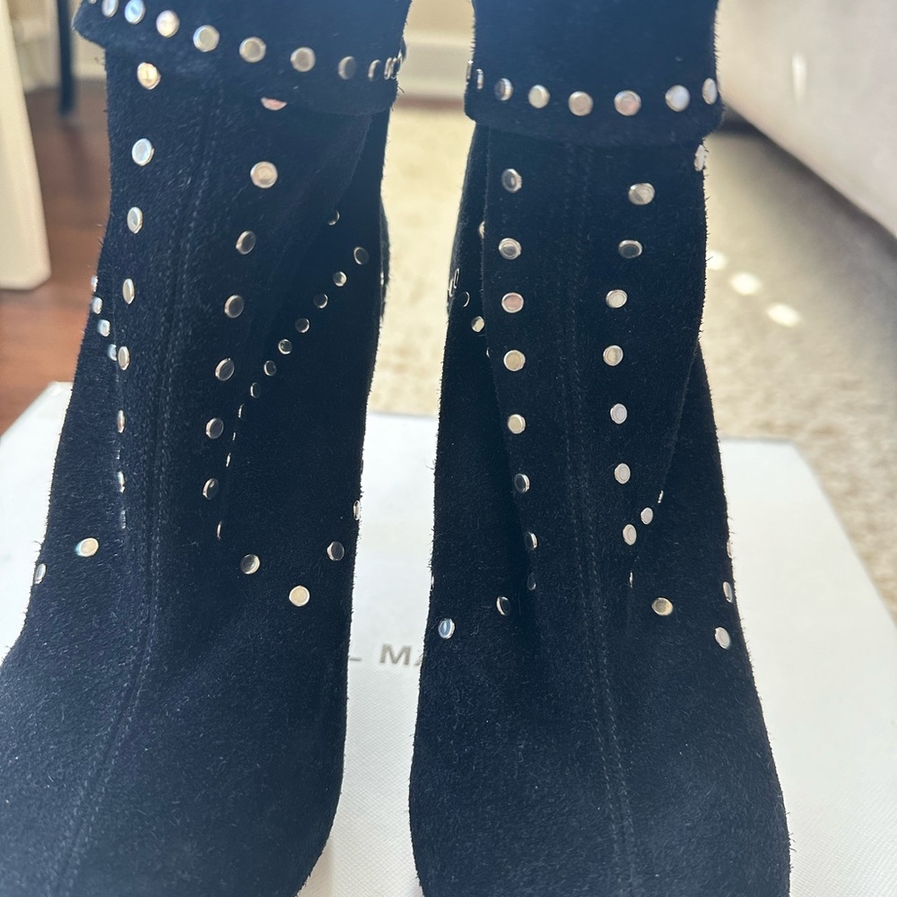 Isabel Marant Black Suede Studded Story Lisbo Ankle Boots, Size 39, NIB - Picture 8 of 14